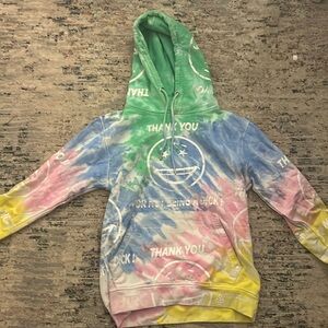 One of a kind “thank you for not being a dick” tie dye hoodie.